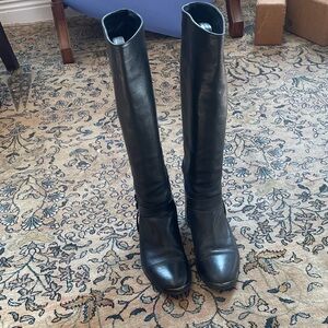 Lanvin Black Leather Riding Boots, 39.5 eu